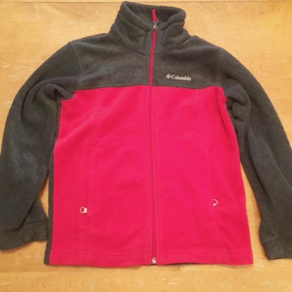 Columbia S (8) Red/Gray Mountain Zip Fleece Jacket